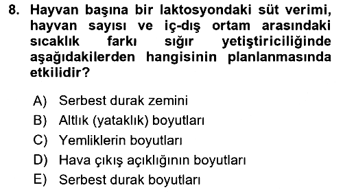 Hayvan Yetiştirme 2020-2021 Yaz Okulu Sınavı - 8. soru