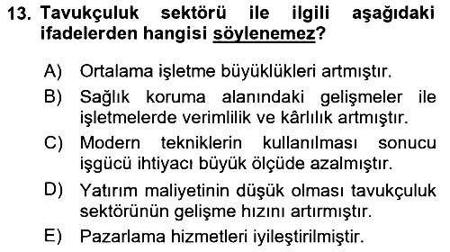 Hayvan Yetiştirme 2023-2024 Yaz Okulu Sınavı - 13. soru