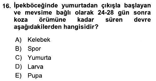 Hayvan Yetiştirme 2023-2024 Yaz Okulu Sınavı - 16. soru