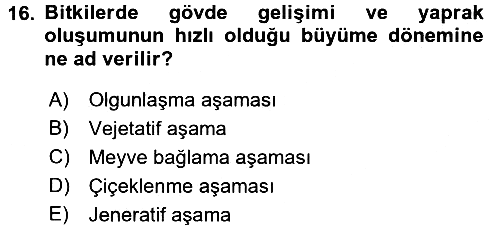 Örtü Altı Üretim Sistemleri 2015-2016 Ara Sınav - 16. soru