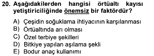 Örtü Altı Üretim Sistemleri 2013-2014 Dönem Sonu Sınavı - 20. soru