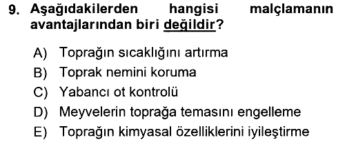 Örtü Altı Üretim Sistemleri 2016-2017 Dönem Sonu Sınavı - 9. soru