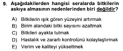 Örtü Altı Üretim Sistemleri 2023-2024 Dönem Sonu Sınavı - 9. soru