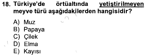 Örtü Altı Üretim Sistemleri 2014-2015 Tek Ders Sınavı - 18. soru