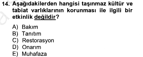 Peyzaj Çevre ve Tarım 2012-2013 Ara Sınav - 14. soru
