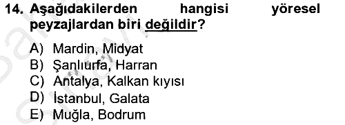Peyzaj Çevre ve Tarım 2014-2015 Ara Sınav - 14. soru
