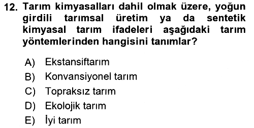 Peyzaj Çevre ve Tarım 2015-2016 Ara Sınav - 12. soru