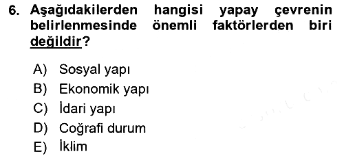 Peyzaj Çevre ve Tarım 2017-2018 Ara Sınav - 6. soru