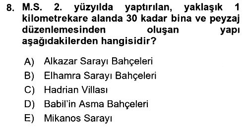 Peyzaj Çevre ve Tarım 2018-2019 Ara Sınav - 8. soru