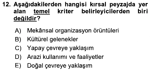 Peyzaj Çevre ve Tarım 2023-2024 Ara Sınav - 12. soru