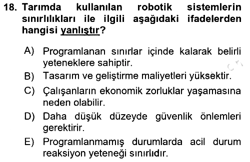 Tarım 4.0 2024-2025 Ara Sınav - 18. soru