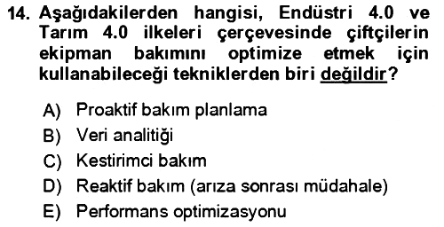 Tarım 4.0 2024-2025 Dönem Sonu Sınavı - 14. soru