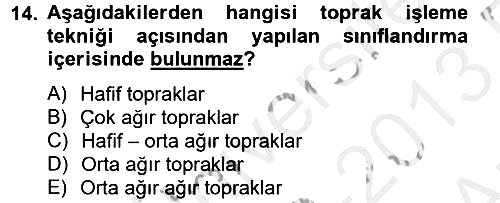 Tarım Alet ve Makinaları 2012-2013 Ara Sınav - 14. soru