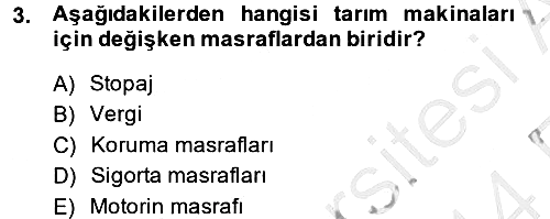Tarım Alet ve Makinaları 2013-2014 Ara Sınav - 3. soru