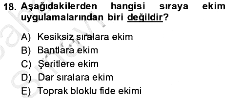 Tarım Alet ve Makinaları 2013-2014 Ara Sınav - 18. soru