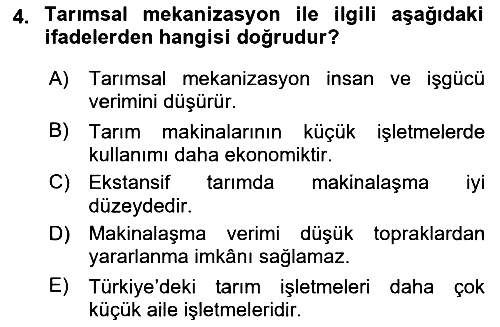 Tarım Alet ve Makinaları 2017-2018 Ara Sınav - 4. soru