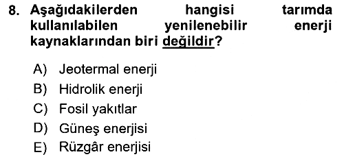 Tarım Alet ve Makinaları 2024-2025 Ara Sınav - 8. soru