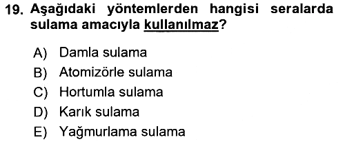 Tarım Alet ve Makinaları 2016-2017 Dönem Sonu Sınavı - 19. soru