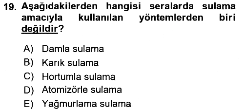 Tarım Alet ve Makinaları 2017-2018 Dönem Sonu Sınavı - 19. soru