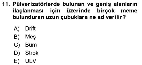 Tarım Alet ve Makinaları 2024-2025 Yaz Okulu Sınavı - 11. soru