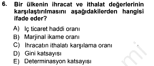 Tarım Ekonomisi 2012-2013 Ara Sınav - 6. soru