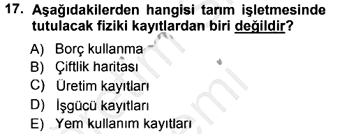 Tarım Ekonomisi 2012-2013 Ara Sınav - 17. soru