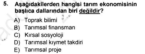 Tarım Ekonomisi 2013-2014 Ara Sınav - 5. soru