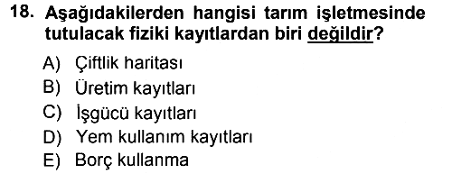 Tarım Ekonomisi 2014-2015 Ara Sınav - 18. soru