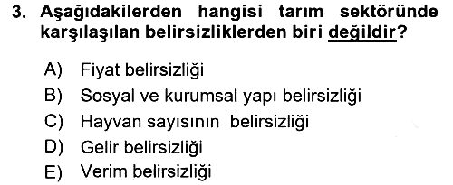 Tarım Ekonomisi 2015-2016 Ara Sınav - 3. soru