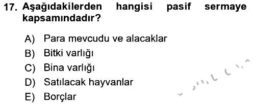 Tarım Ekonomisi 2016-2017 Ara Sınav - 17. soru