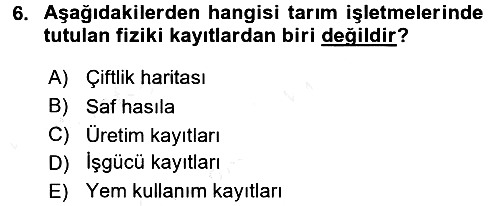 Tarım Ekonomisi 2017-2018 Ara Sınav - 6. soru