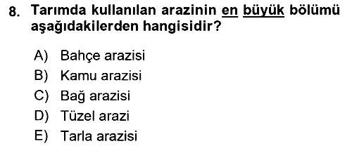 Tarım Ekonomisi 2021-2022 Ara Sınav - 8. soru