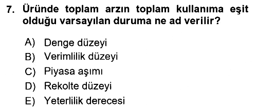 Tarım Ekonomisi 2025-2026 Ara Sınav - 7. soru