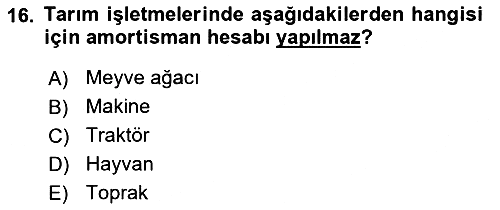 Tarım Ekonomisi 2025-2026 Ara Sınav - 16. soru
