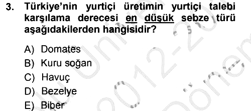 Tarım Ekonomisi 2012-2013 Dönem Sonu Sınavı - 3. soru