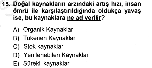 Tarım Ekonomisi 2012-2013 Dönem Sonu Sınavı - 15. soru