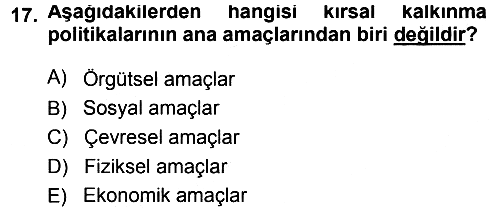 Tarım Ekonomisi 2013-2014 Dönem Sonu Sınavı - 17. soru