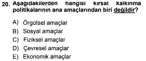 Tarım Ekonomisi 2014-2015 Dönem Sonu Sınavı - 20. soru