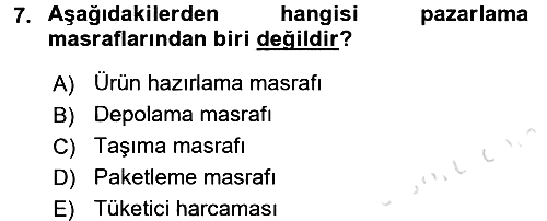 Tarım Ekonomisi 2015-2016 Dönem Sonu Sınavı - 7. soru
