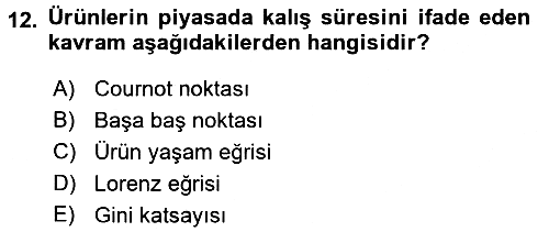 Tarım Ekonomisi 2015-2016 Dönem Sonu Sınavı - 12. soru