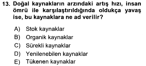 Tarım Ekonomisi 2015-2016 Dönem Sonu Sınavı - 13. soru