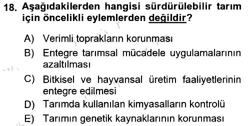 Tarım Ekonomisi 2016-2017 Dönem Sonu Sınavı - 18. soru