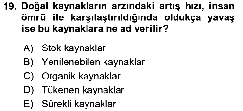 Tarım Ekonomisi 2016-2017 Dönem Sonu Sınavı - 19. soru