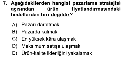 Tarım Ekonomisi 2017-2018 Dönem Sonu Sınavı - 7. soru