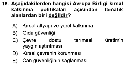Tarım Ekonomisi 2024-2025 Dönem Sonu Sınavı - 18. soru