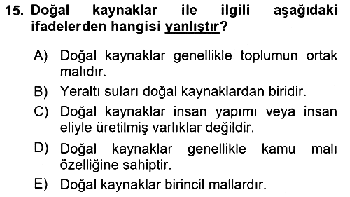 Tarım Ekonomisi 2024-2025 Yaz Okulu Sınavı - 15. soru