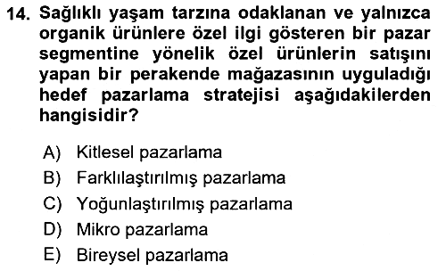 Tarımsal Pazarlama 2025-2026 Ara Sınav - 14. soru