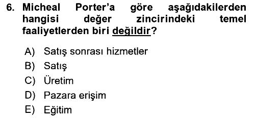 Tarımsal Pazarlama 2024-2025 Dönem Sonu Sınavı - 6. soru