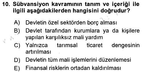 Tarımsal Pazarlama 2024-2025 Dönem Sonu Sınavı - 10. soru