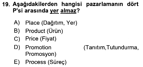 Tarımsal Pazarlama 2024-2025 Yaz Okulu Sınavı - 19. soru